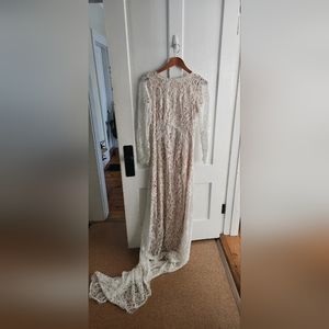 Lulu's lace long sleeve white dress wedding styled shoot formal